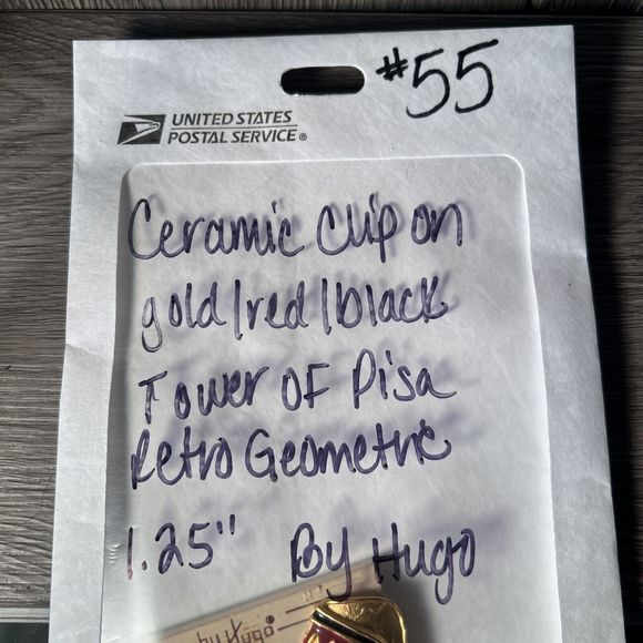 Tower of Pisa Retro Matte Gold Tone Red and Black Enamel 1.25 Clip On Earring - Picture 8 of 8